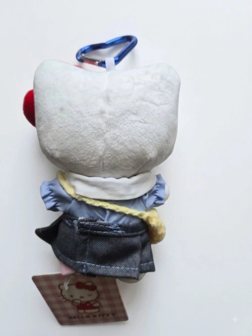 Hello Kitty White Plush Keychain with Red Bow and Yellow Bag